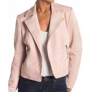 Philosophy Pink Suede Moto Jacket Size XS